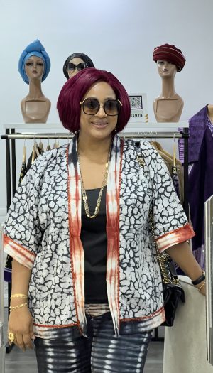 vivian adire beaded kimono