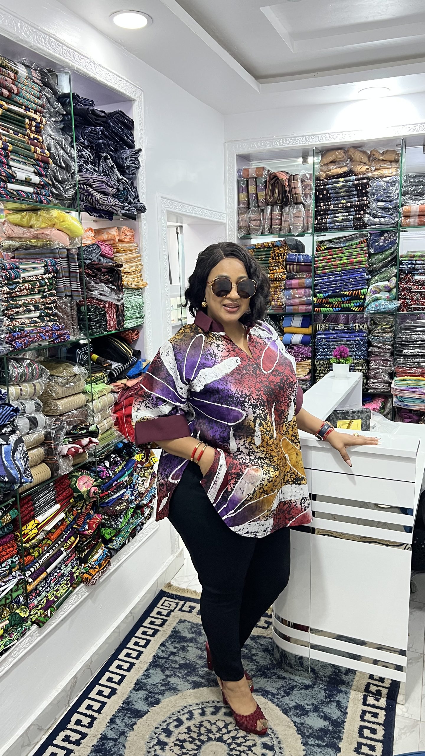 priye brocade adire long top