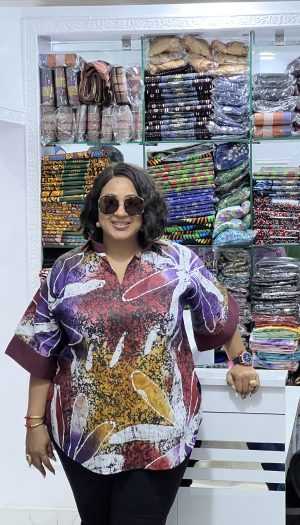 priye brocade adire long top